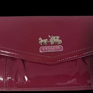 Coach Red Clutch Wristlet Glossy Finish